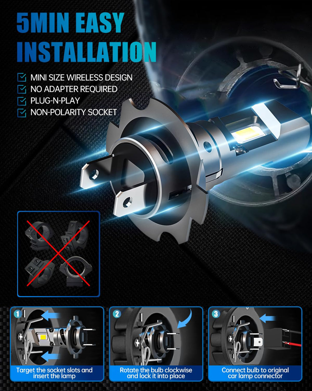 FRANXI H7 bulbs featuring aviation aluminum body for durable performance.