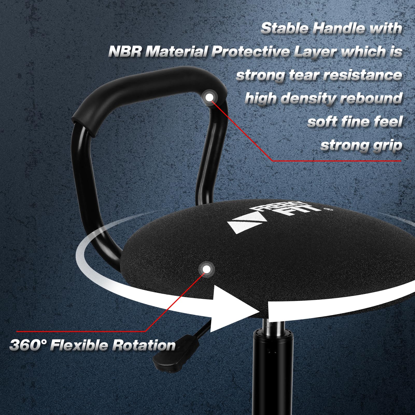 FreekyFit Garage Stool 360° rotation for easy reach and movement