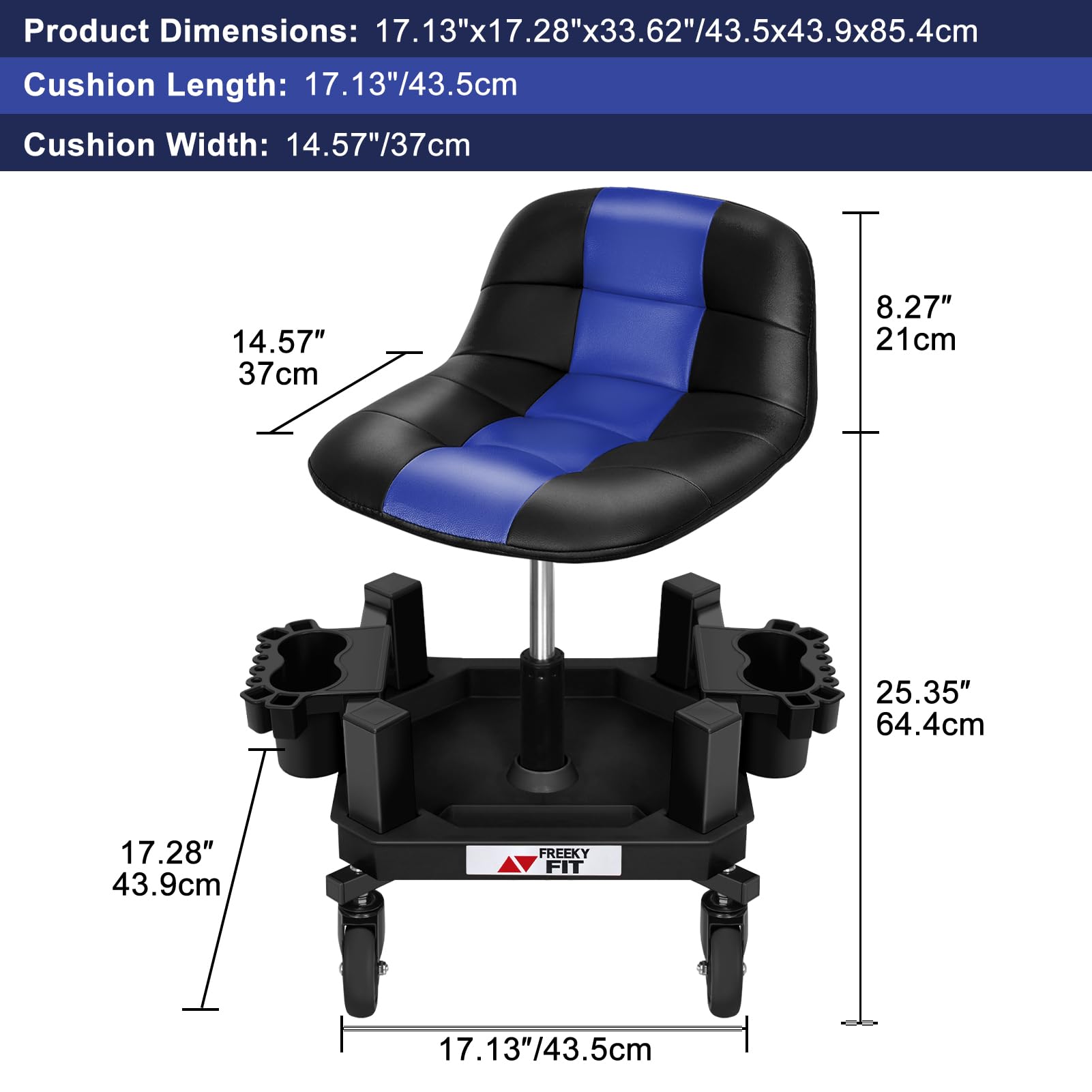 FreekyFit ideal for garages and workshops with practical rolling seating