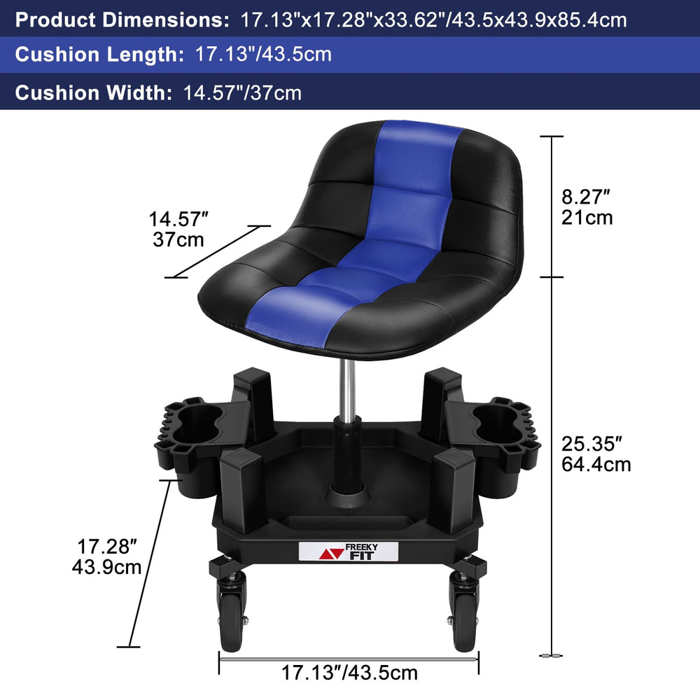 FreekyFit ideal for garages and workshops with practical rolling seating