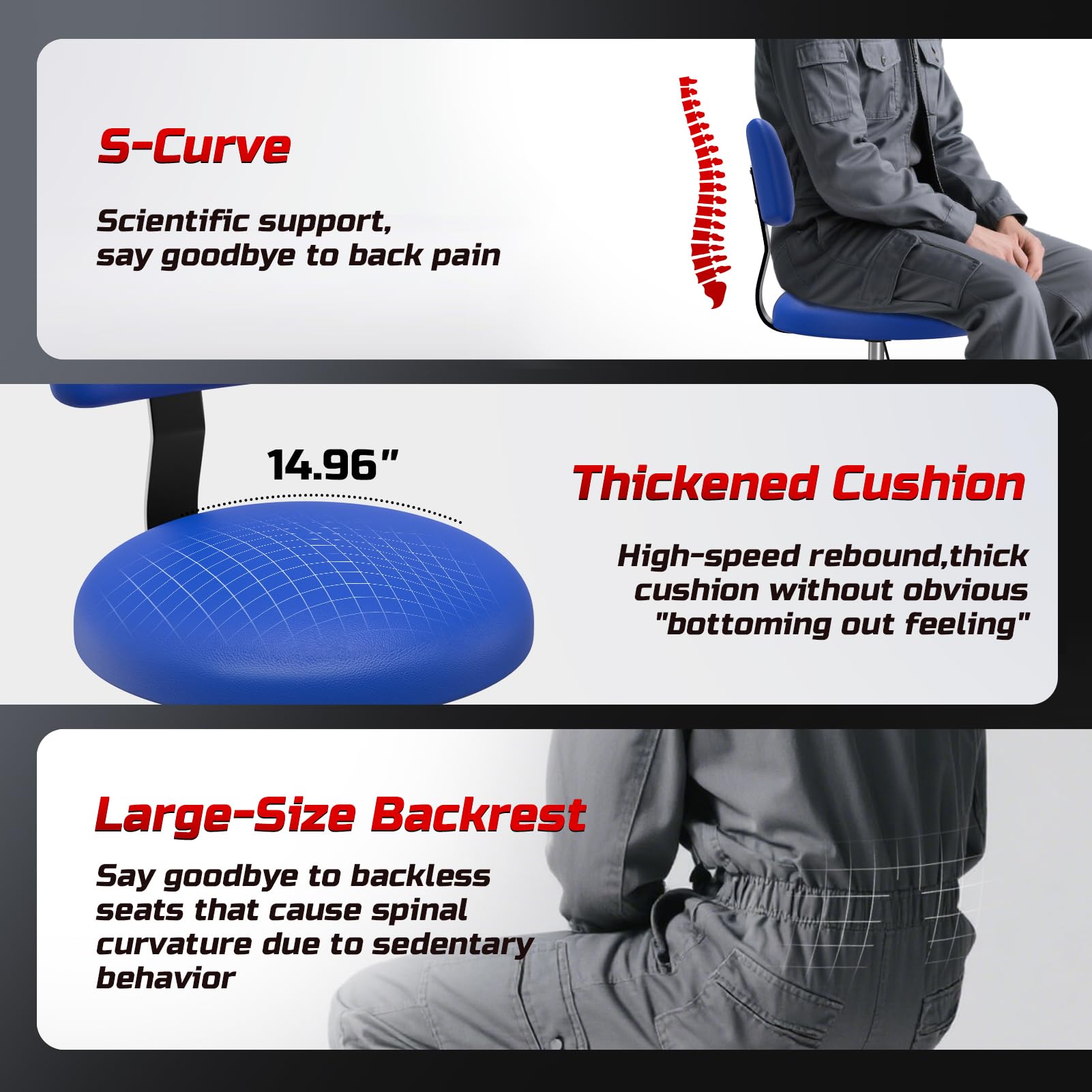 FreekyFit blue seat cushion with memory foam for comfort