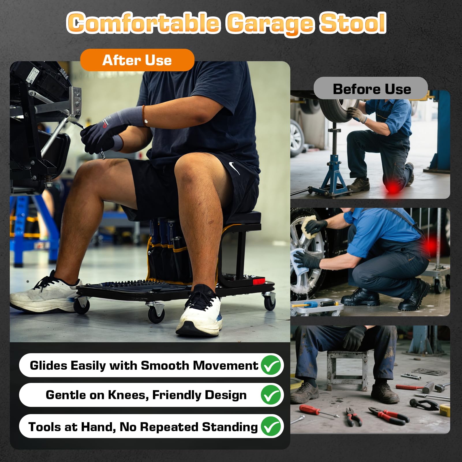 FreekyFit tool bag on the stool with five compartments to organize tools quickly