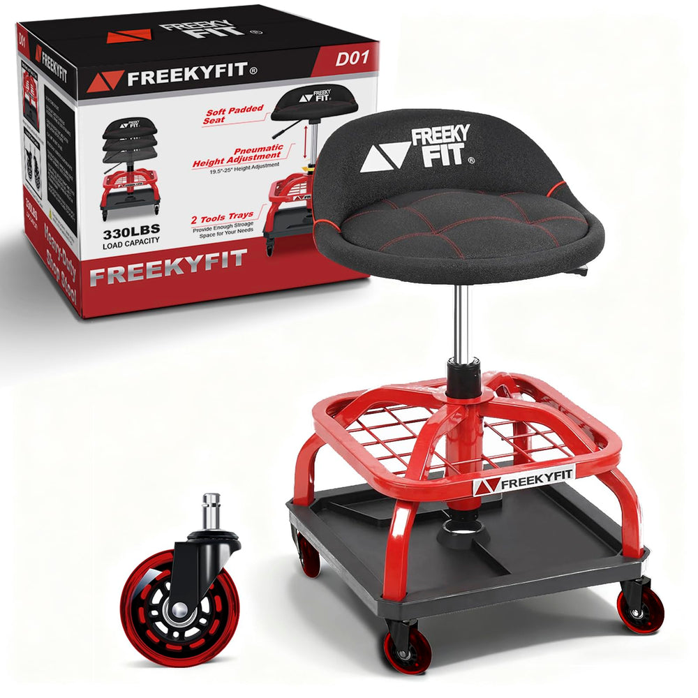 FreekyFit rolling stool ideal for workshop environments.