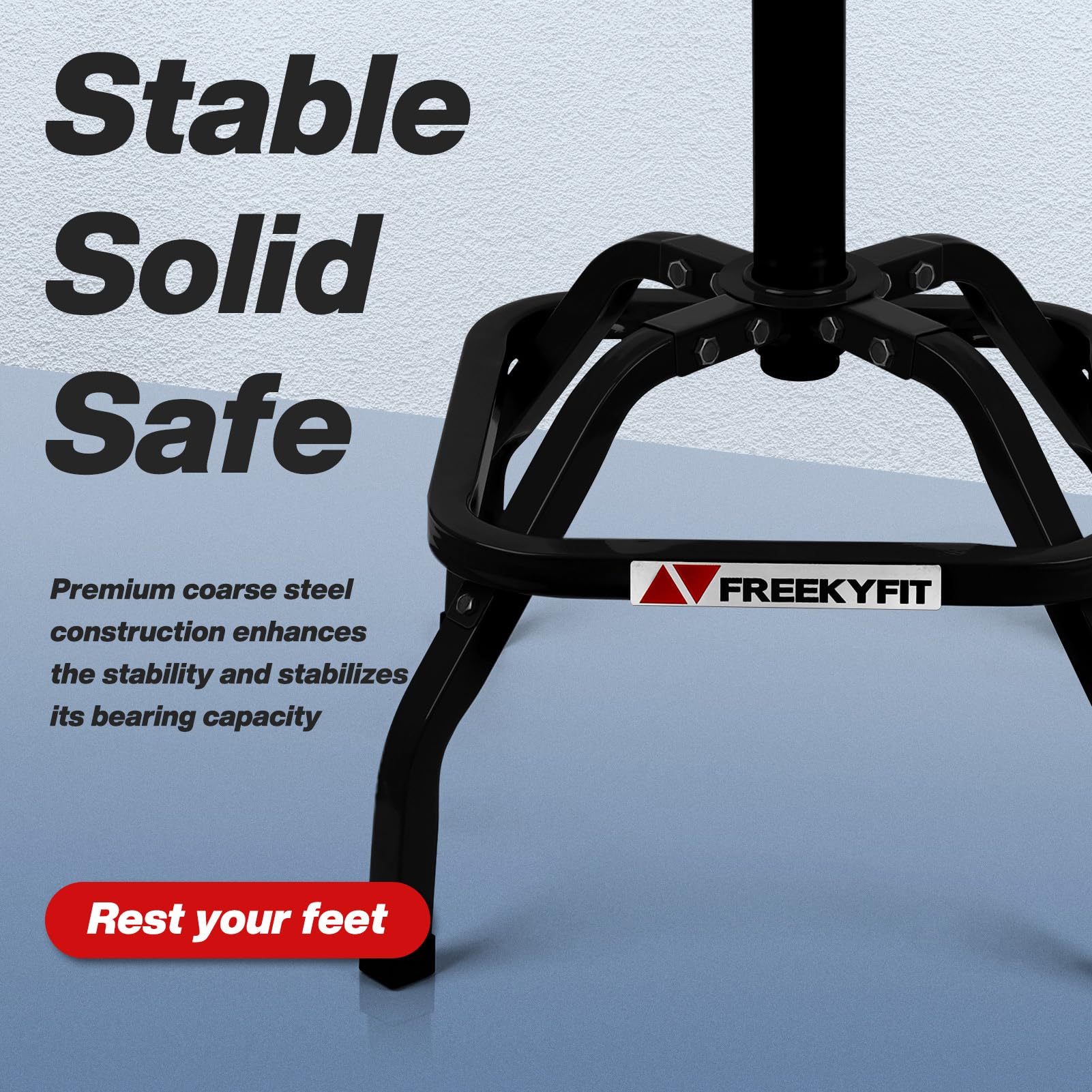 FreekyFit stool with footrest for added comfort during tasks