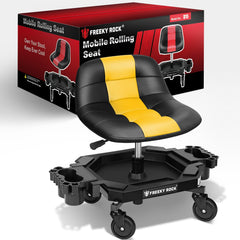 FREEKYROCK rolling stool front view for convenient garage use