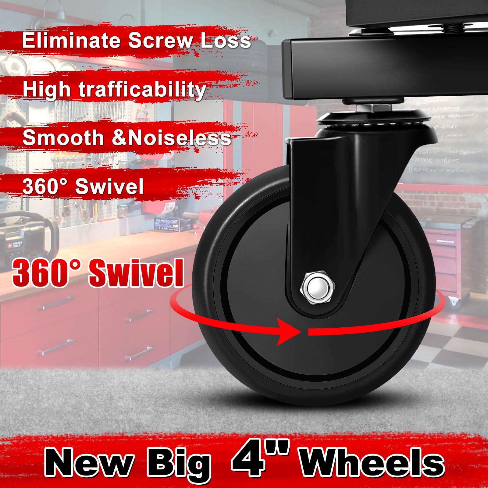 FREEKYROCK rolling stool cup holders for quick tool access