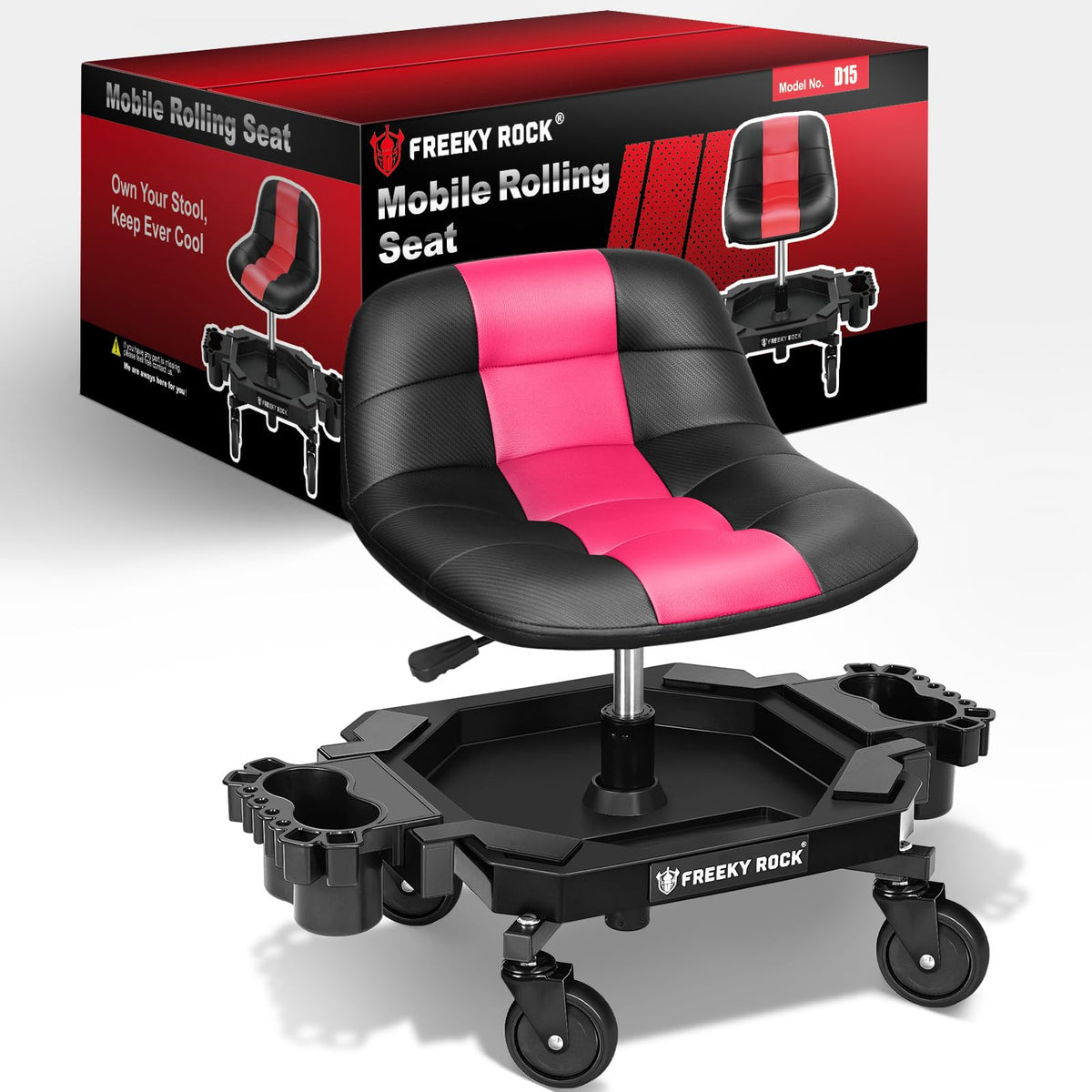 FREEKYROCK rolling stool with wheels for smooth workshop mobility