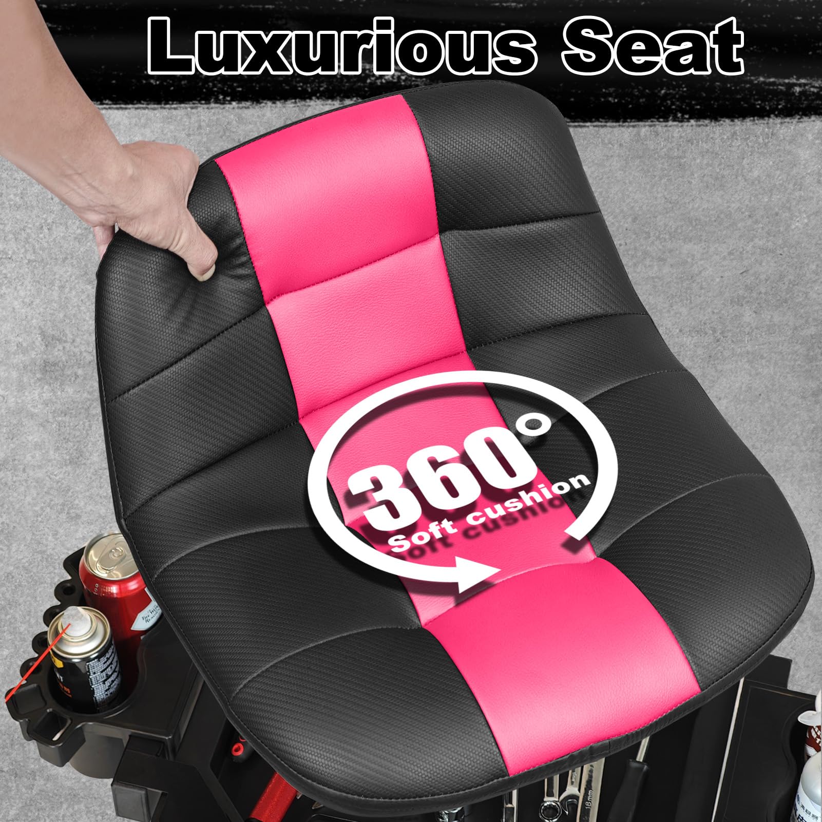 FREEKYROCK stool backrest and 360 degree swivel support during long tasks