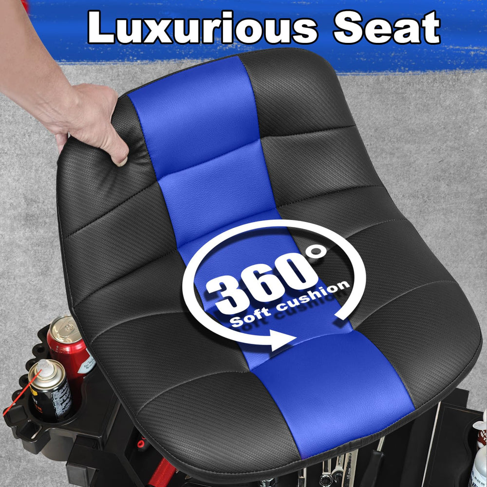 FREEKYROCK stool with backrest for added support during repairs