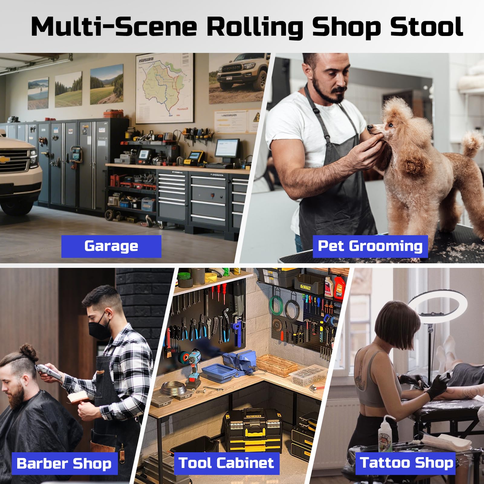 Freekyrock versatile design fits garages, salons, kitchens, and studios.