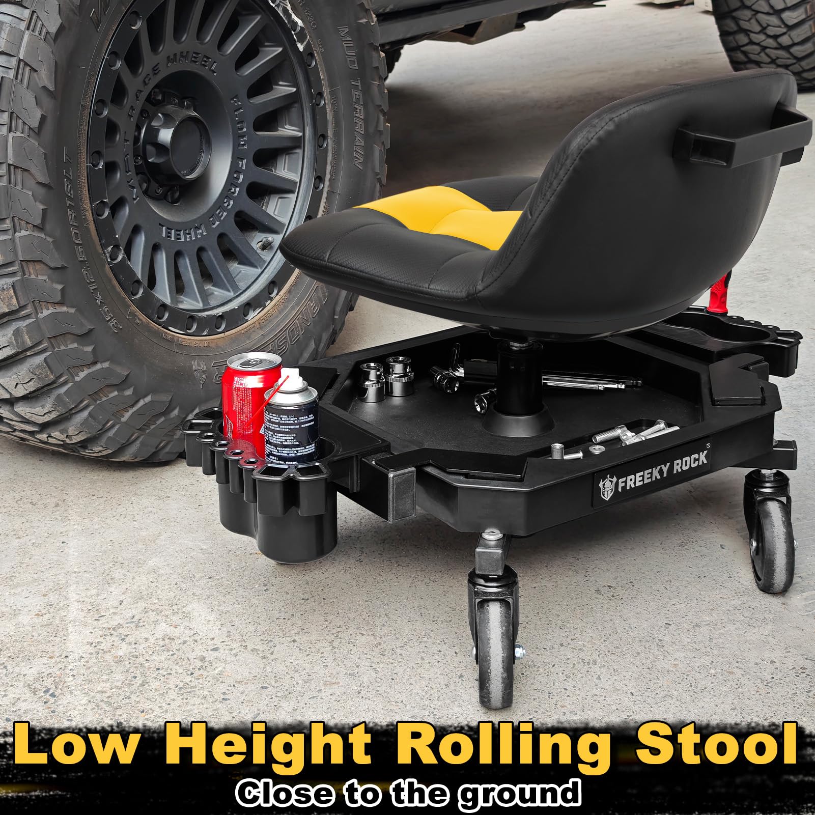 FREEKYROCK yellow stool design for high visibility