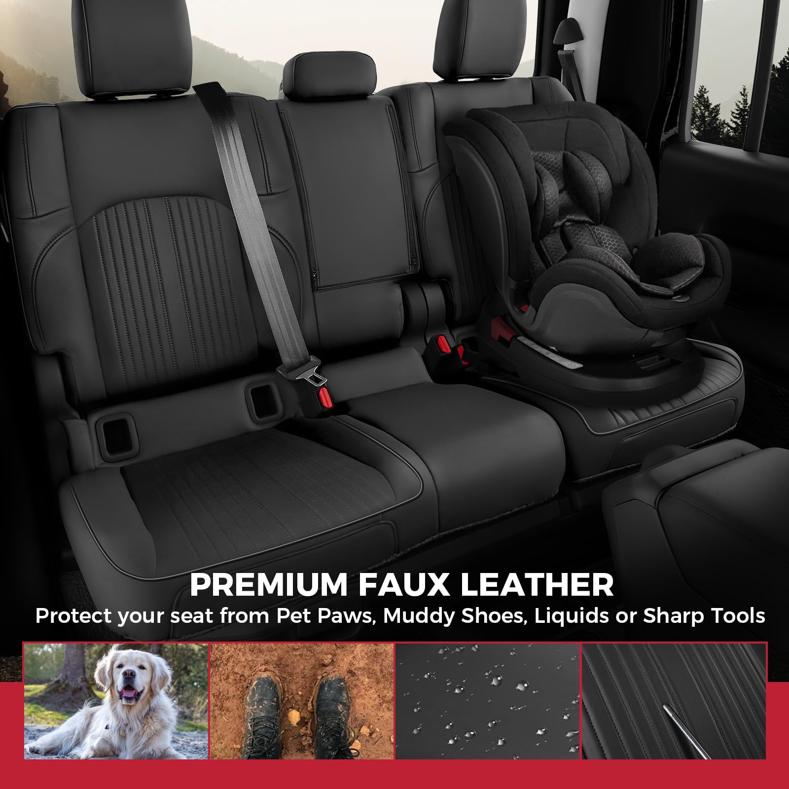 FREESOO seat cover airbag-compatible design for safety.