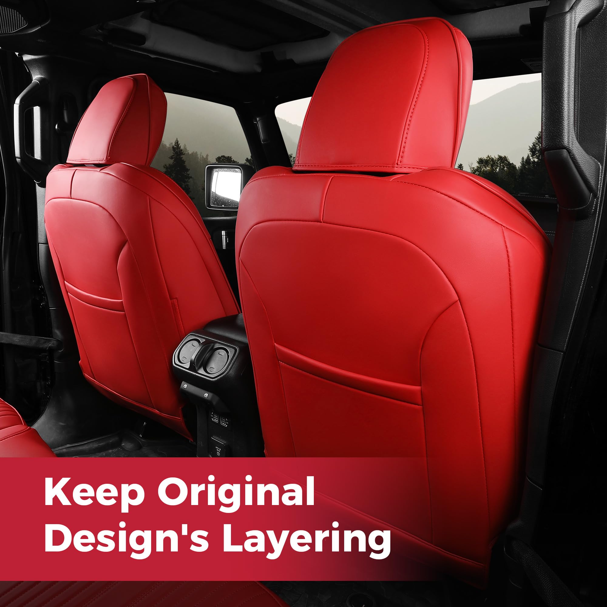FREESOO Gladiator seat cover waterproof faux leather protects seats during adventures.