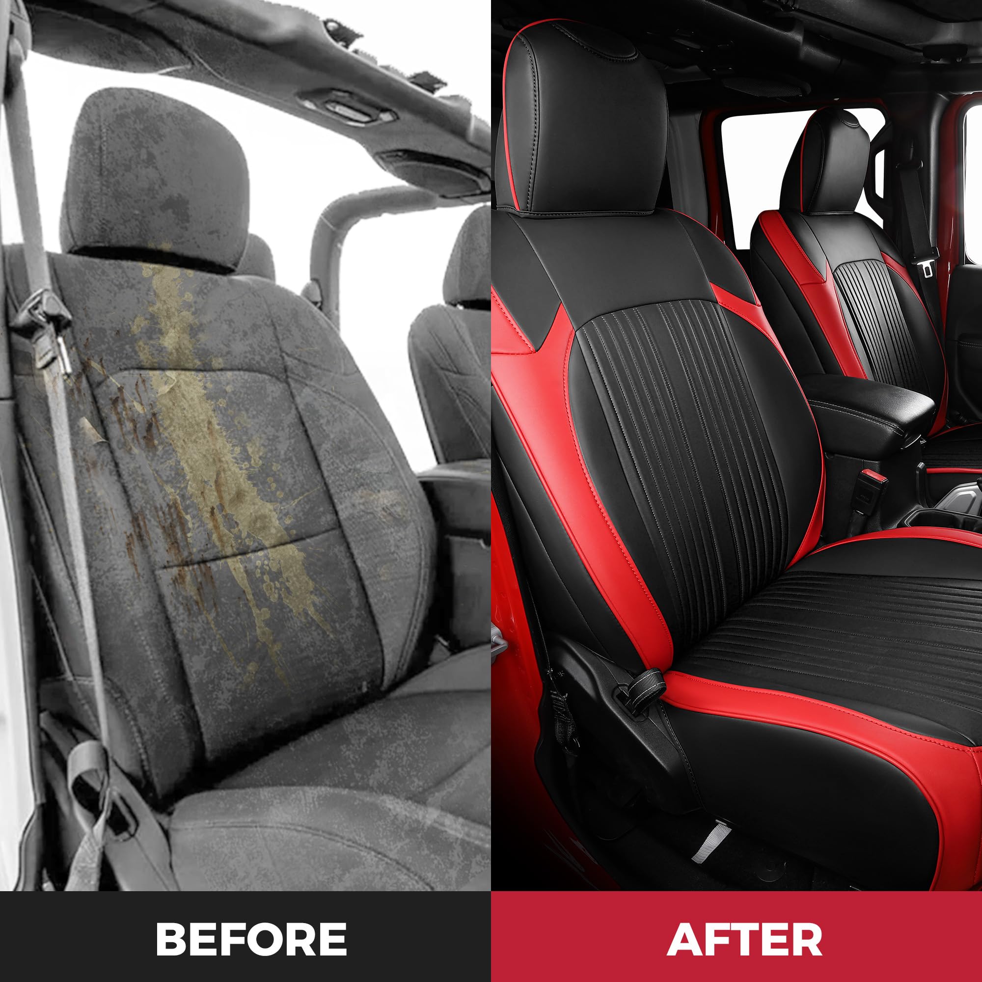FREESOO durable stitching close-up on Gladiator seat covers.