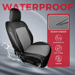 FREESOO seat cover material close-up shows durable faux leather and breathable padding.