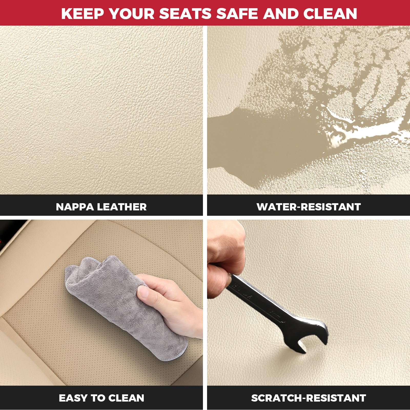 FREESOO RAV4 beige seat covers—luxury look that complements your interior.