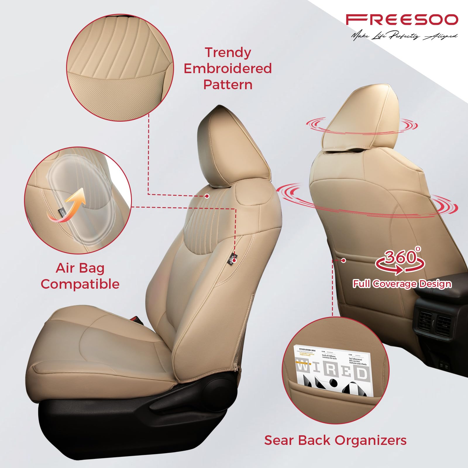 FREESOO RAV4 waterproof leatherette—easy wipe-clean surface for busy households.