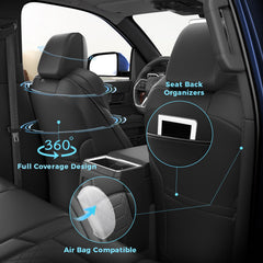 Front seat installation guide for FREESOO Tacoma covers showing easy fit.