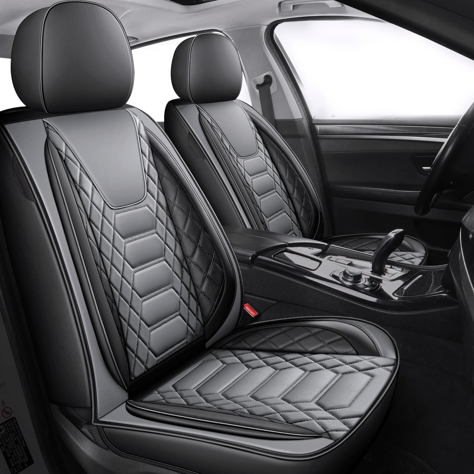 FREESOO leather front seat covers provide full protection with a secure, non-slip fit.