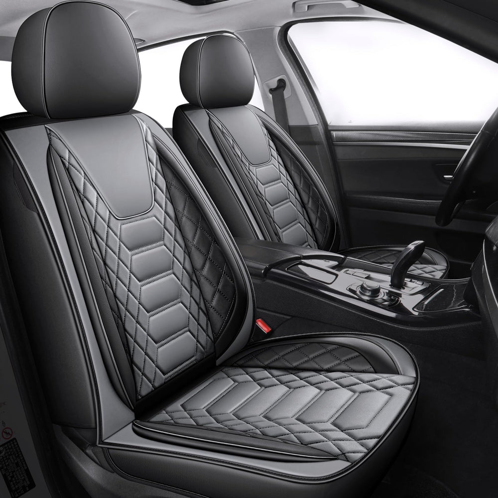 FREESOO leather front seat covers provide full protection with a secure, non-slip fit.