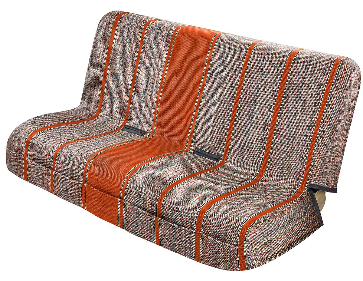 FREMONT AUTO Baja Saddle Seat Cover orange back view highlights full coverage for benches.