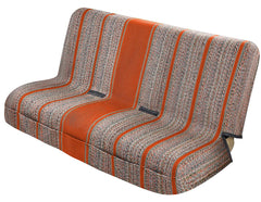 FREMONT AUTO Baja Saddle Seat Cover orange back view highlights full coverage for benches.
