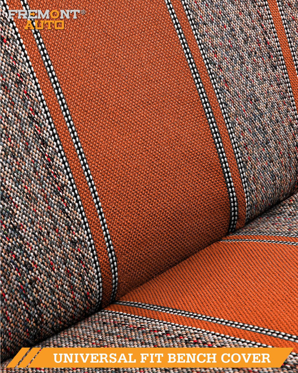 FREMONT AUTO Baja Saddle Seat Cover orange pocket front shows convenient storage options.