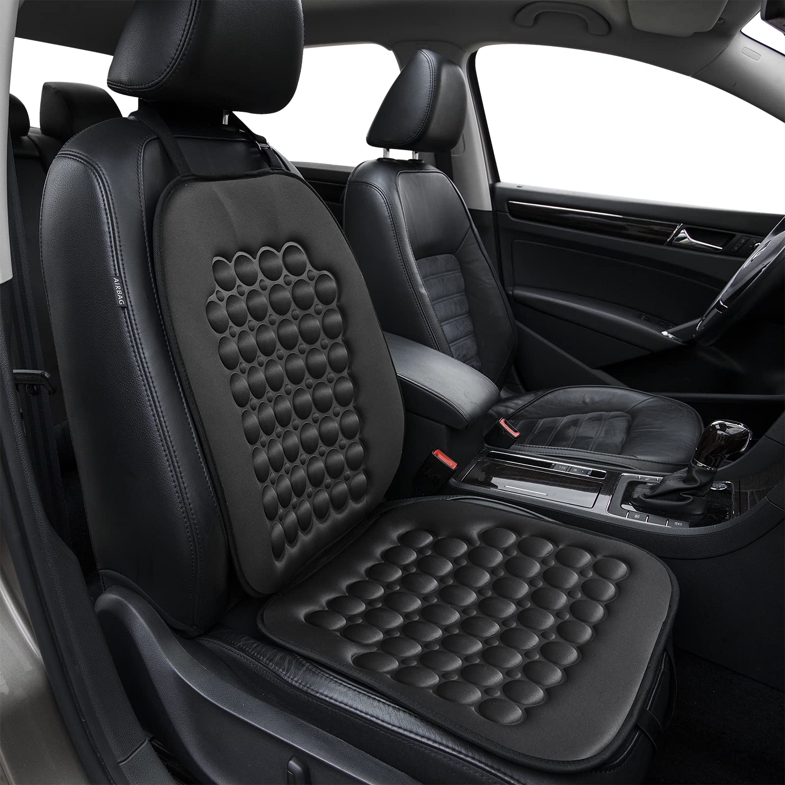 FREMONT AUTO massage bubble cushion provides subtle comfort on long trips.