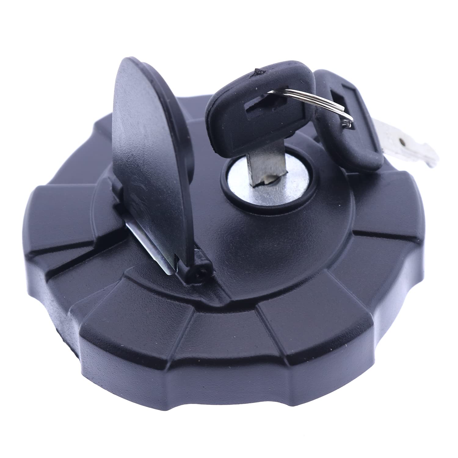 FridayParts fuel cap 2658575 with keys 459A close-up for CAT mini excavators.