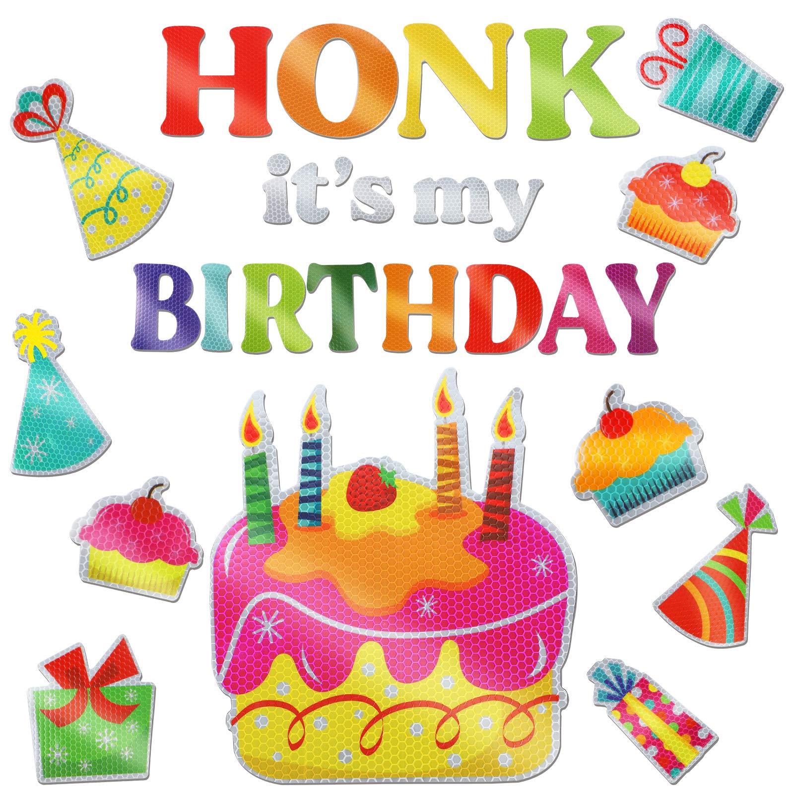 Frienda birthday magnets decorate a car with colorful letters for a festive, eye-catching display.