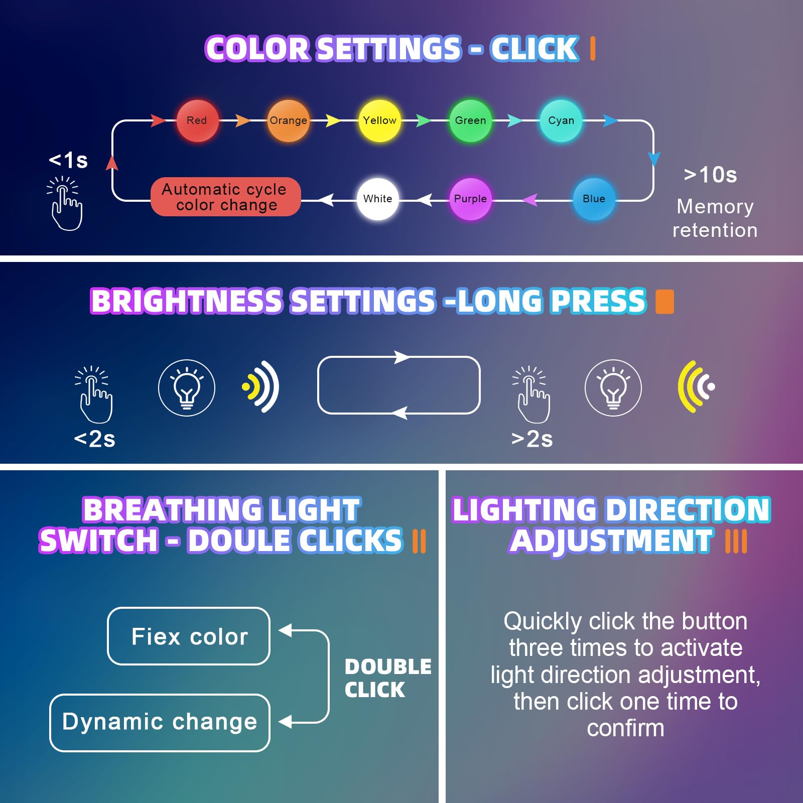 Frienda 8-color RGB USB light with memory for last color selection