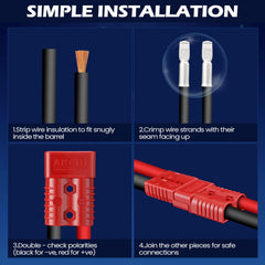Frienda battery quick connector with rubber boot protects against dust and moisture.