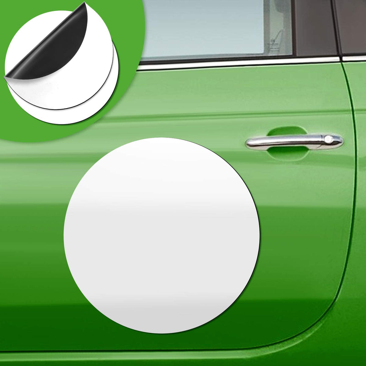Frienda blank car magnet 12-inch round white front, ideal for DIY vehicle ads