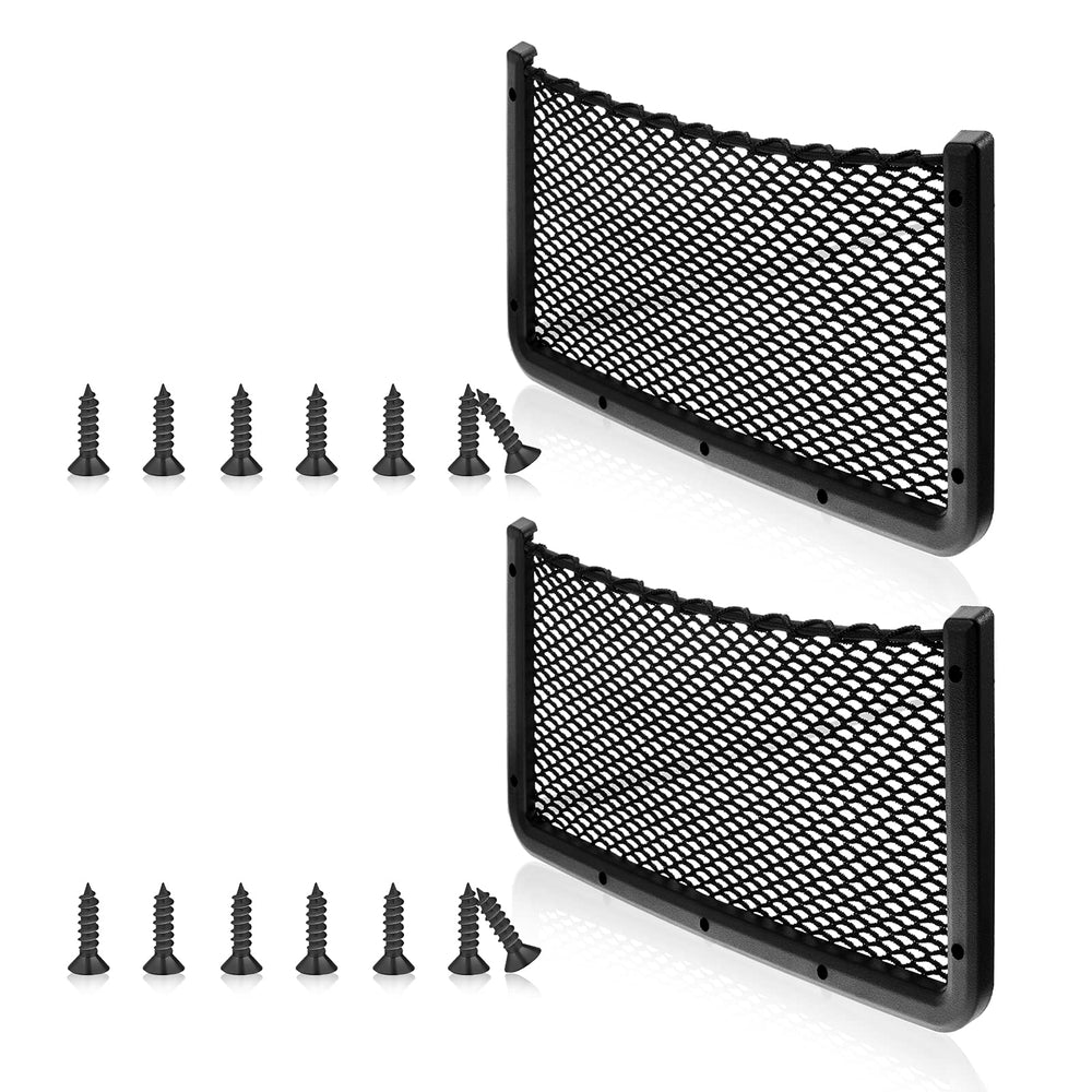 Frienda car storage net bag 2pc mounted in vehicle to organize loose items.