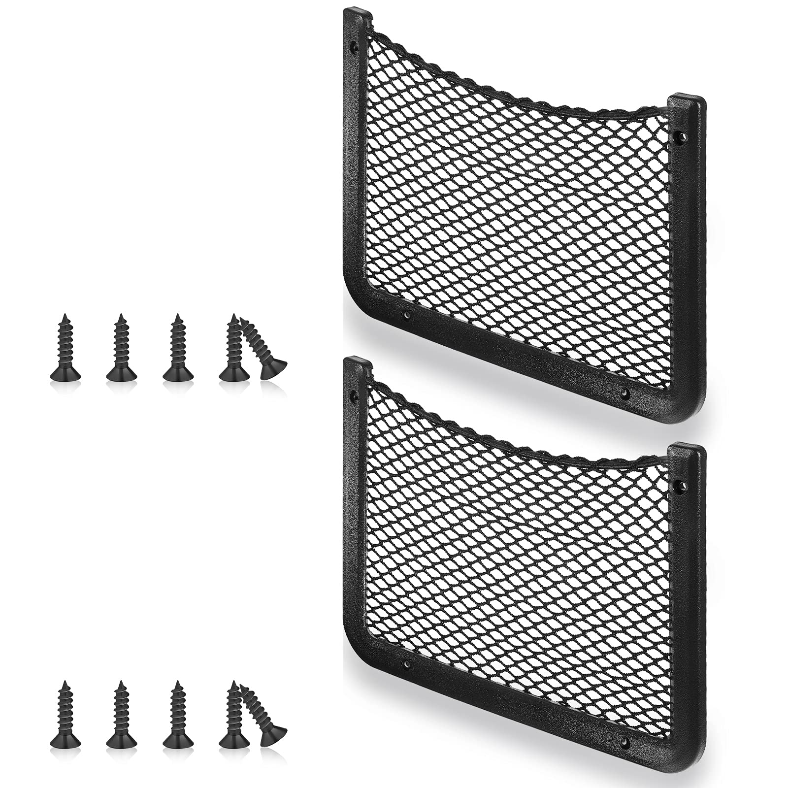 Frienda car storage net bag 2pcs mounted under seat for quick grab-and-go items.