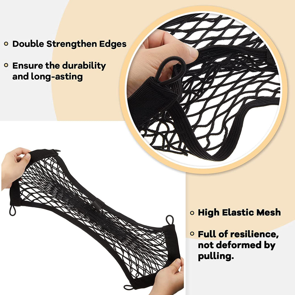 Frienda car storage net with mounting hardware for stable fit