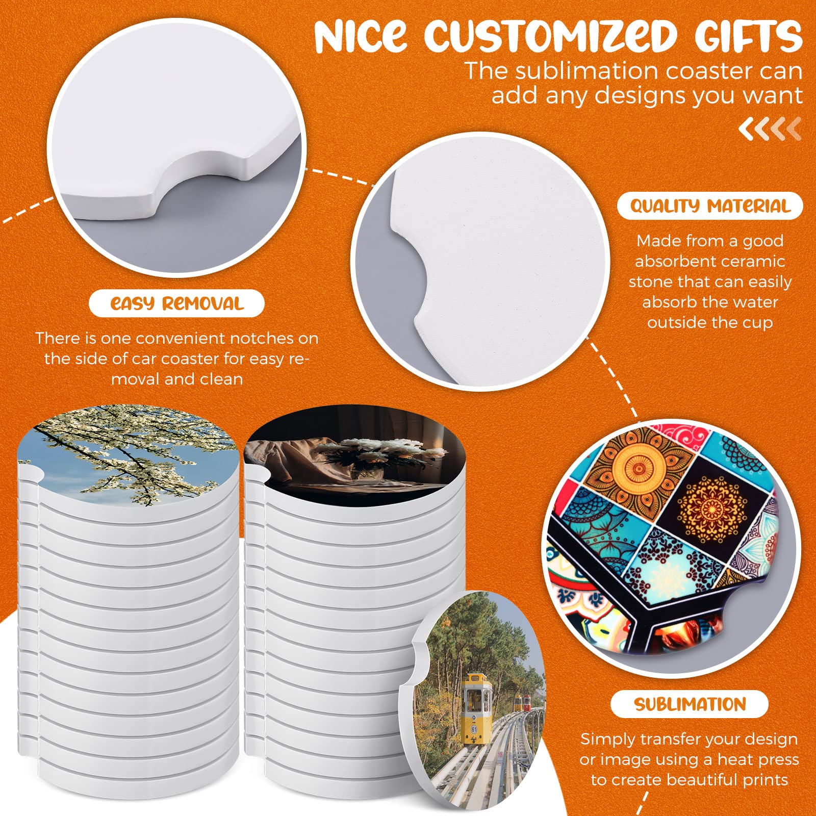 Frienda ceramic coaster absorbs moisture to keep your car clean.