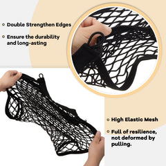 Easy-install cargo net with hooks and screws for stable positioning.