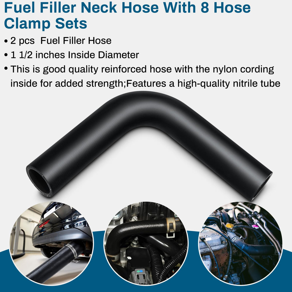 Frienda fuel filler hose length close-up shows 15-7-8 inch reach