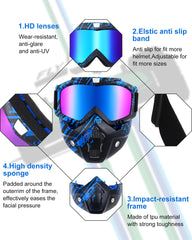 Frienda goggle lens detail highlights clear optics and wear-resistant coating for daily use.