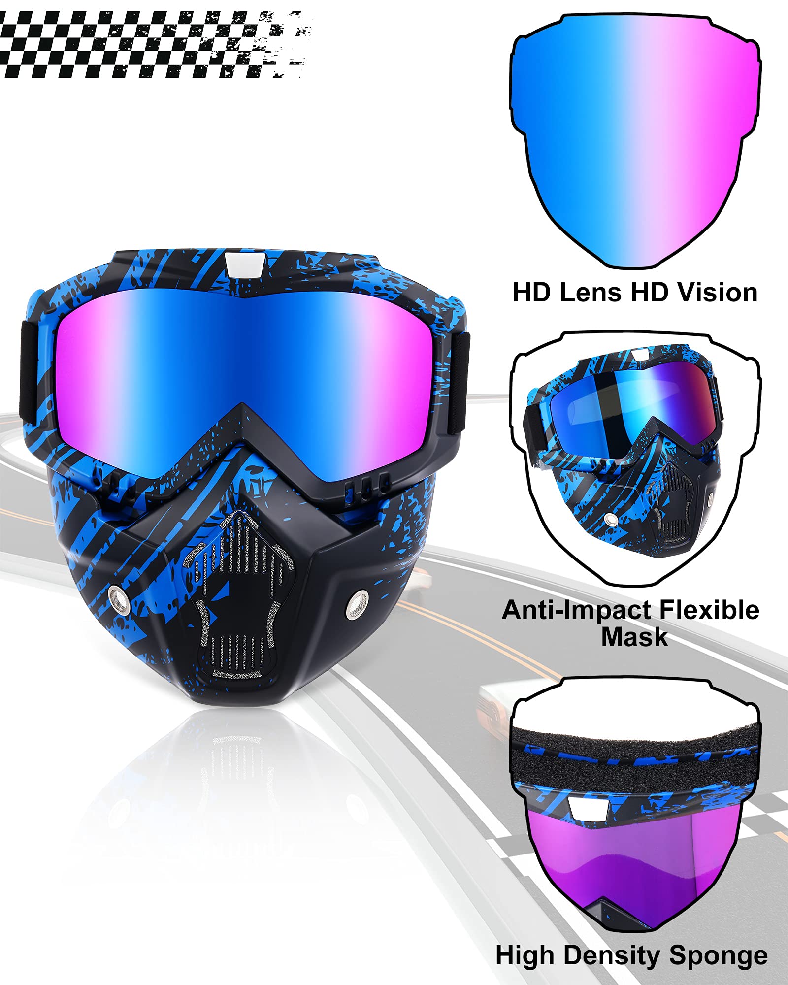 Frienda goggles side view shows slim profile and helmet-friendly fit for riders.