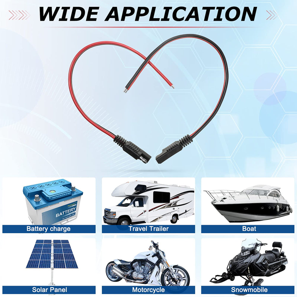 Frienda SAE connectors suitable for motorcycles, cars, solar panels, and trailers.