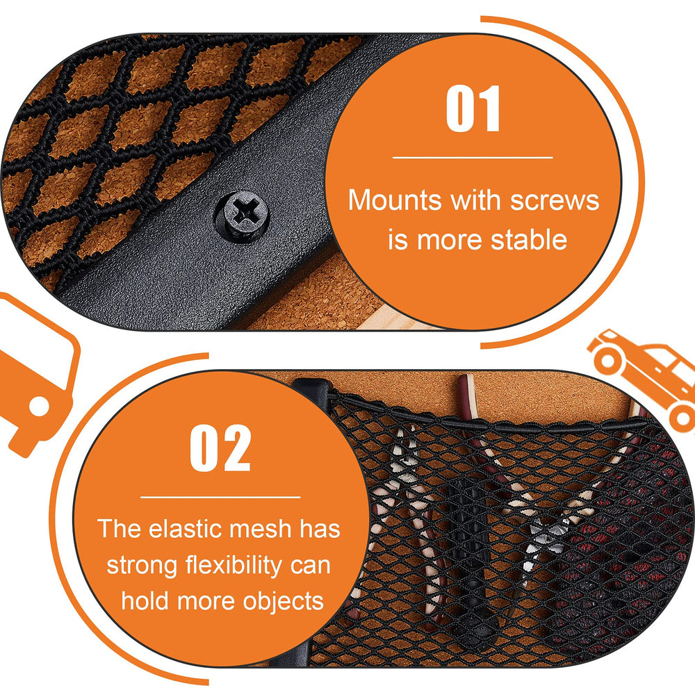 Frienda screw-fixed pocket installed on a vehicle surface for secure storage.