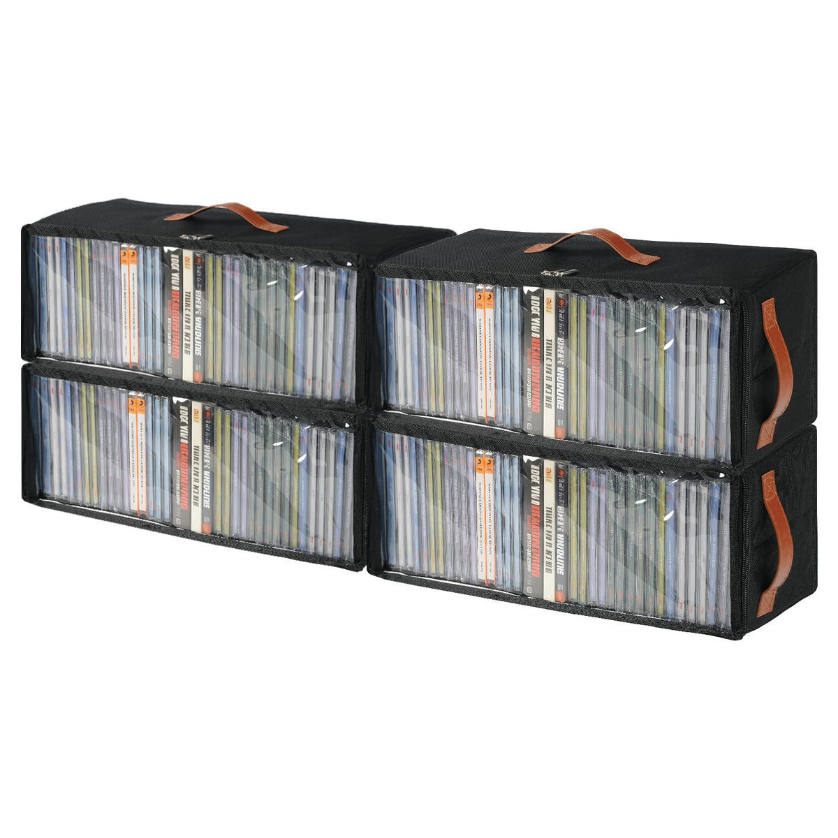 Frlanse 4-pack CD storage box with front window for quick access.