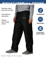 Elastic waist with cord lock on Frogg Toggs Bull Frogg Pant for secure wear