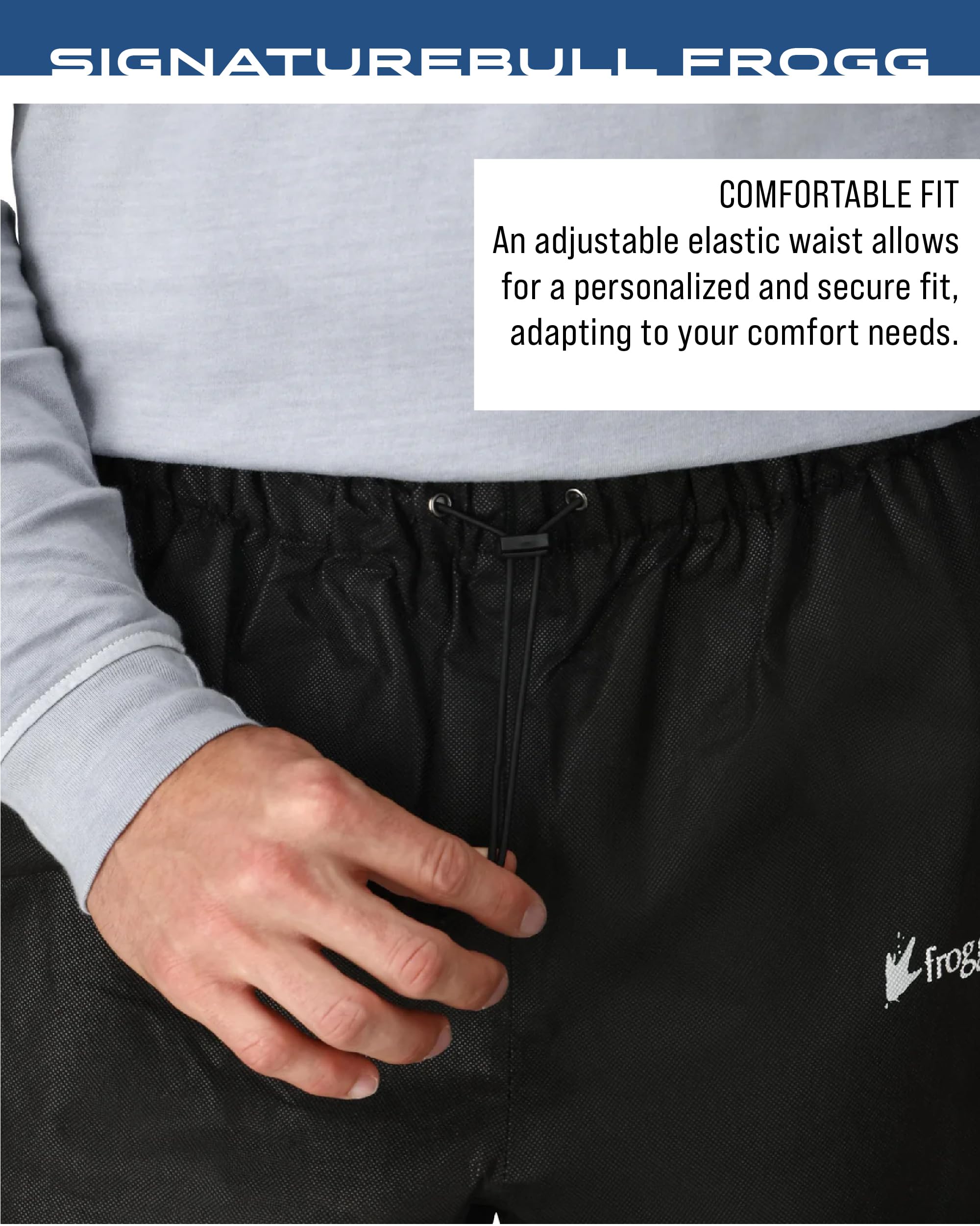 Fully taped seams on Frogg Toggs Bull Frogg Pant for moisture protection