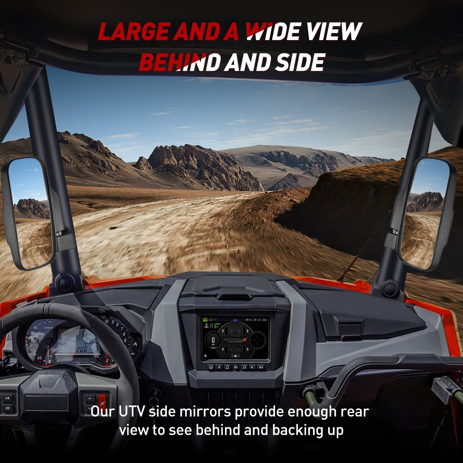 Frokom wide-view mirror helps reduce blind spots during off-road runs.