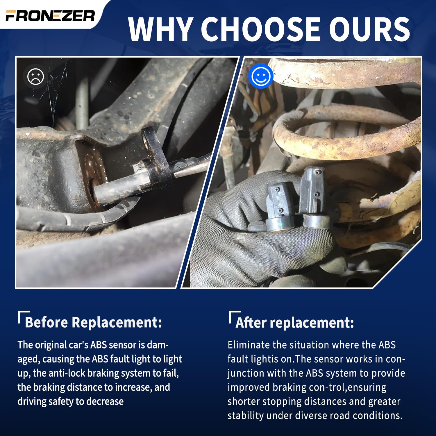 FRONEZER ABS wheel speed sensor rear right for Toyota Tundra