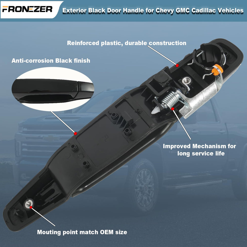 FRONEZER 4-piece black exterior door handle set ready for install.