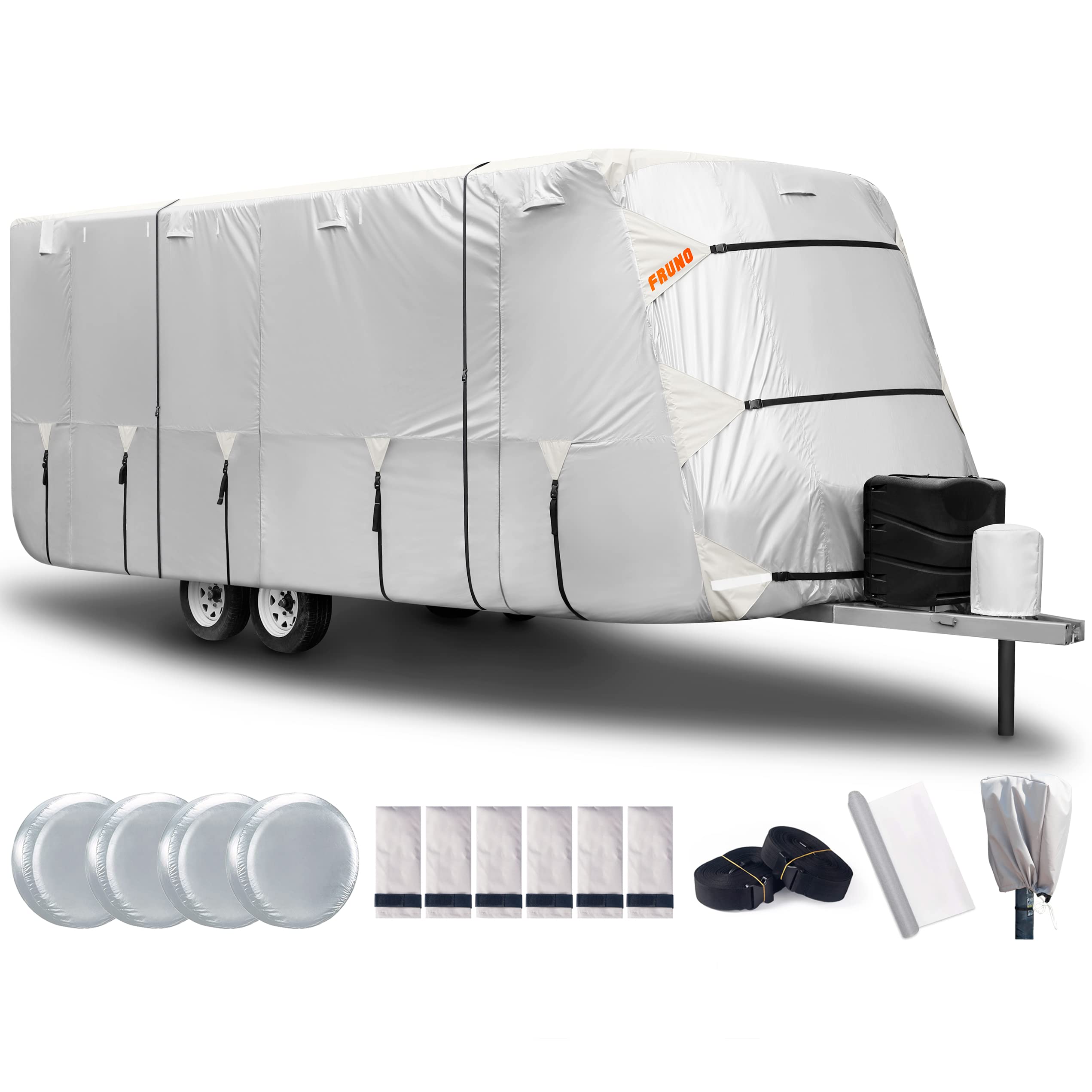 FRUNO travel trailer cover 24-27ft top view provides comprehensive weather protection